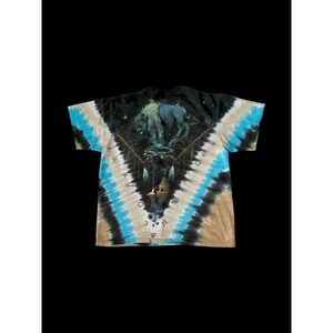 Vintage Liquid Blue Buffalo Skull Native American Smoke Tie Dye Sz Medium